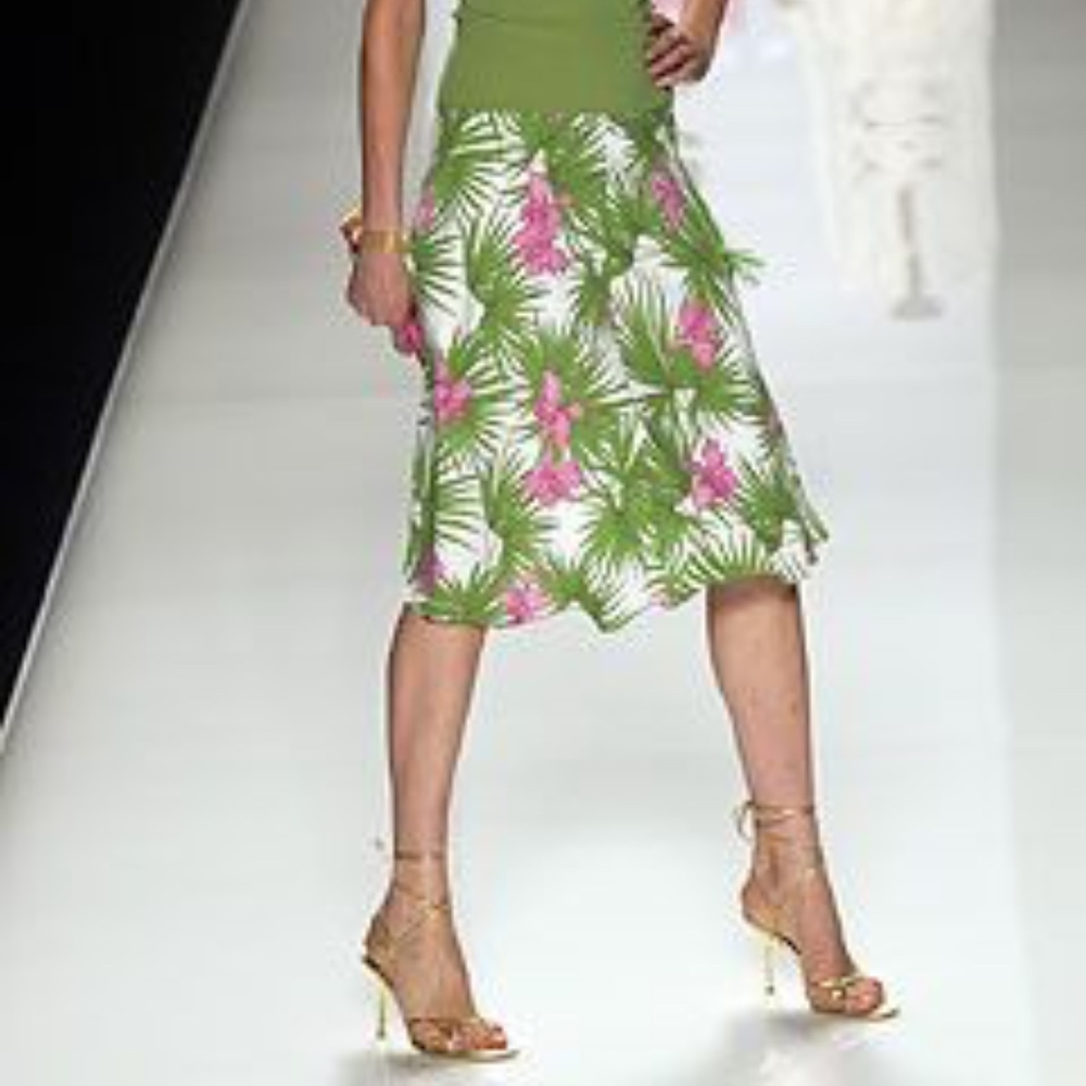 Céline Tropical Print Silk Skirt
